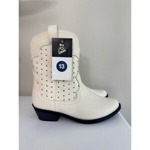 Art Class Jovi Cowboy Boots Kids 13 White Studded Western NWT